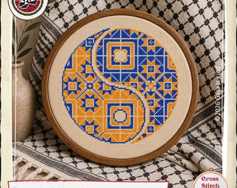 Yin & Yang | Traditional Palestinian | Taijitu | Tatreez | Wall Art | Cross Stitch Pattern | Instant Digital Download PDF