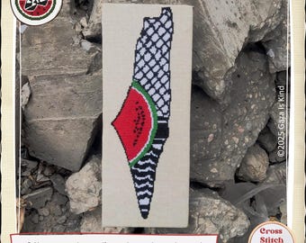 Palestine Map | Traditional Palestinian | Tatreez | Modern | Embroidery | Wall Art | Cross Stitch Pattern | Instant Digital Download PDF