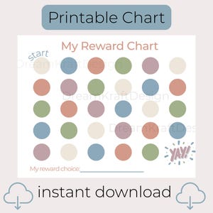 Kids Reward Chart Printable 30 Day Behavior Chart for Goal With Calm Aesthetic Instant Digital Download for Home Or School & Toilet Training