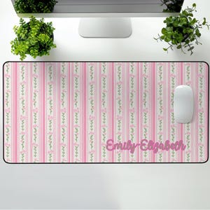 Custom Name Pink Floral Desk Mat Personalized Work Gift Feminine Workspace Decor Home Office Work Station Home Cute Dorm Gift