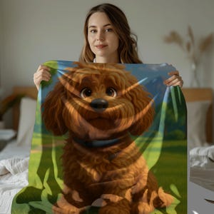Manta personalizada con retrato de mascota estilo Pixar: transforma a tu mascota en un personaje de Pixar. Bonita manta para mascotas, regalo conmemorativo.