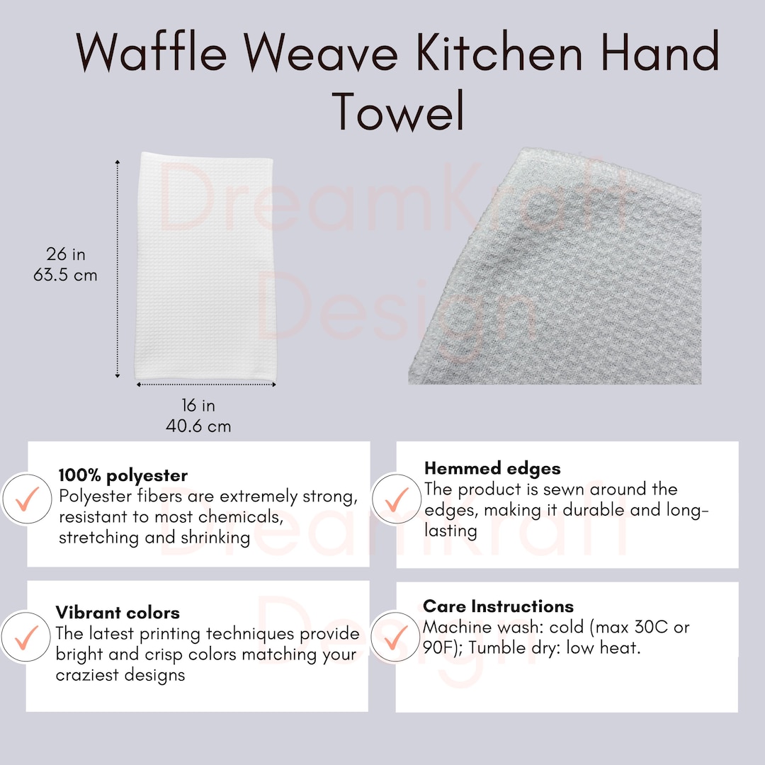 Waffle Weave Kitchen Towel Mockup for POD Sellers (PNG) - Etsy