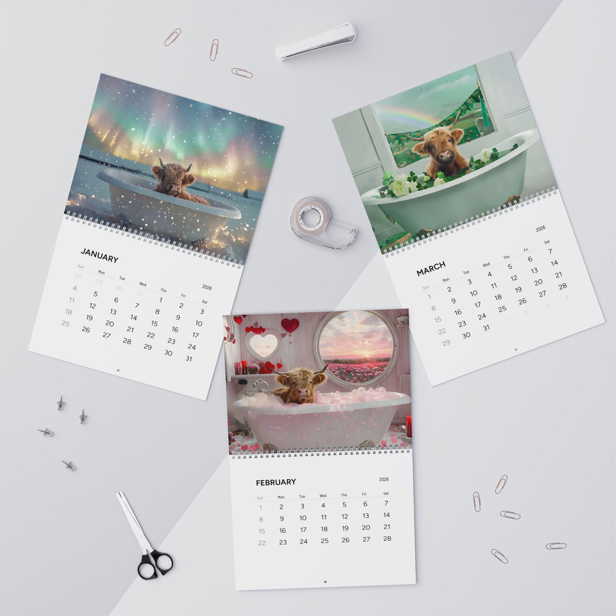 2026 Highland Cow Wall Calendar | Farmhouse Cow Calendar