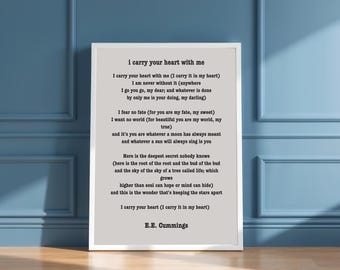 E.E. Cummings Poem Print: I Carry Your Heart With Me (PDF & PNG)