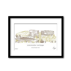 Concordia College Campus Skyline Artwork Graduation Gift Wall Decor