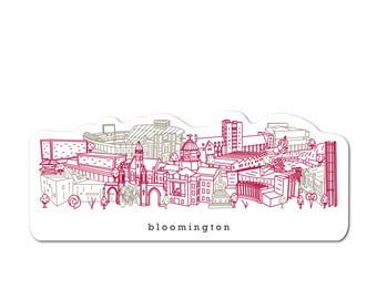 Bloomington Indiana Minimalist Skyline Waterproof Sticker