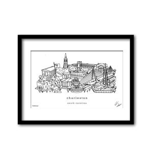Charleston South Carolina Skyline Kunstwerk Abschlussgeschenk Wanddekoration
