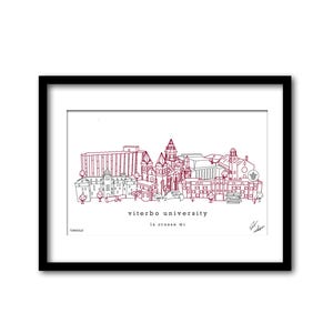 Viterbo University Campus Skyline Artwork Graduation Gift Wall Decor