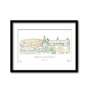 Baylor University Campus Skyline Kunstwerk Afstudeercadeau Muurdecoratie