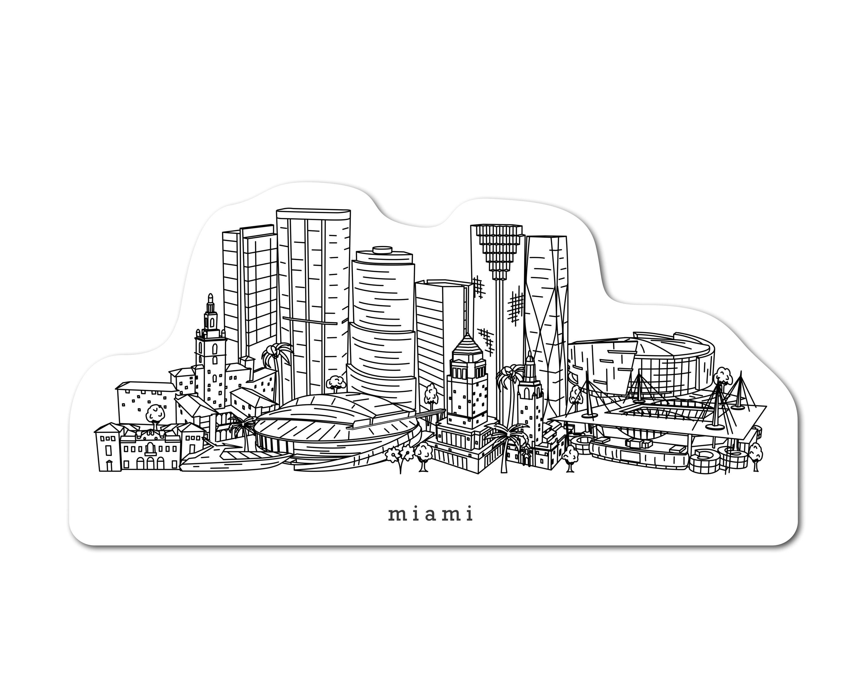 Miami Florida Minimalist Skyline Waterproof Sticker - Etsy