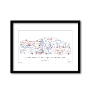 St Mary&#39;s College Campus Skyline Artwork Graduation Gift Wall Decor