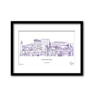 Evanston Illinois Skyline Artwork Graduation Gift Wall Decor