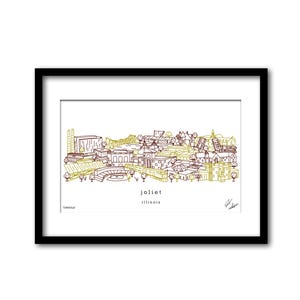 Joliet Illinois Skyline Artwork Graduation Gift Wall Decor
