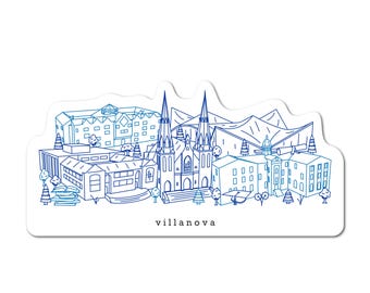 Villanova Pennsylvania Minimalist Skyline Waterproof Sticker