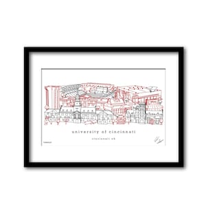 Universität von Cincinnati Skyline Kunstwerk Graduierung Geschenk Wanddekoration