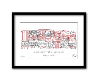 Universität von Cincinnati Skyline Kunstwerk Graduierung Geschenk Wanddekoration