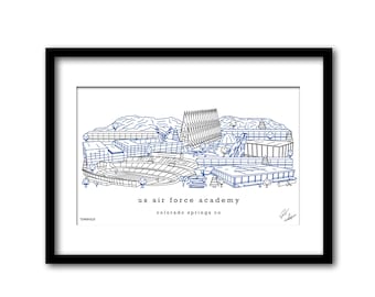 US Air Force Academy Campus Skyline Kunstwerk Afstudeercadeau Muurdecoratie