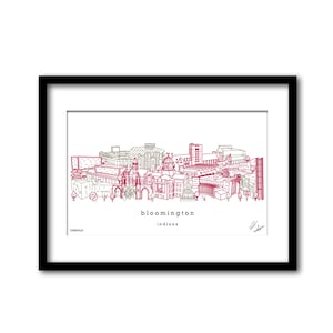 Bloomington Indiana Skyline Artwork Graduation Gift Wall Decor