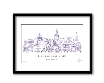 High Point Universität College Skyline Kunstwerk Graduierung Geschenk Wanddekoration