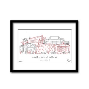 North Central College Campus Skyline Artwork Graduation Gift Wall Decor