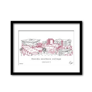 Florida Southern College Campus Skyline Artwork Graduation Gift Wall Decor