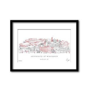 Universität von Wisconsin - Madison College Skyline Kunstwerk Graduierung Geschenk Wanddekoration