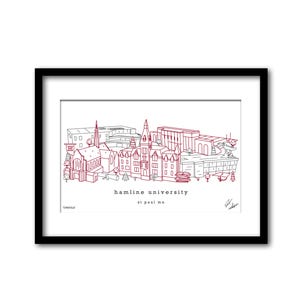 Hamline Universität College Skyline Kunstwerk Graduierung Geschenk Wanddekoration