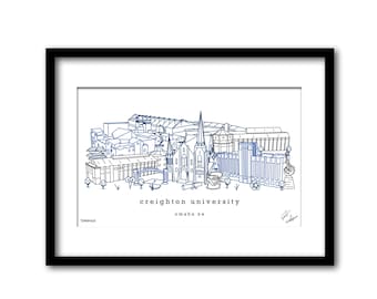 Creighton Universitäts-Campus Skyline Kunstwerk Graduierung Geschenk Wanddekoration
