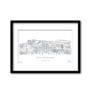 Rice University Campus Skyline Artwork Graduation Gift Wall Decor