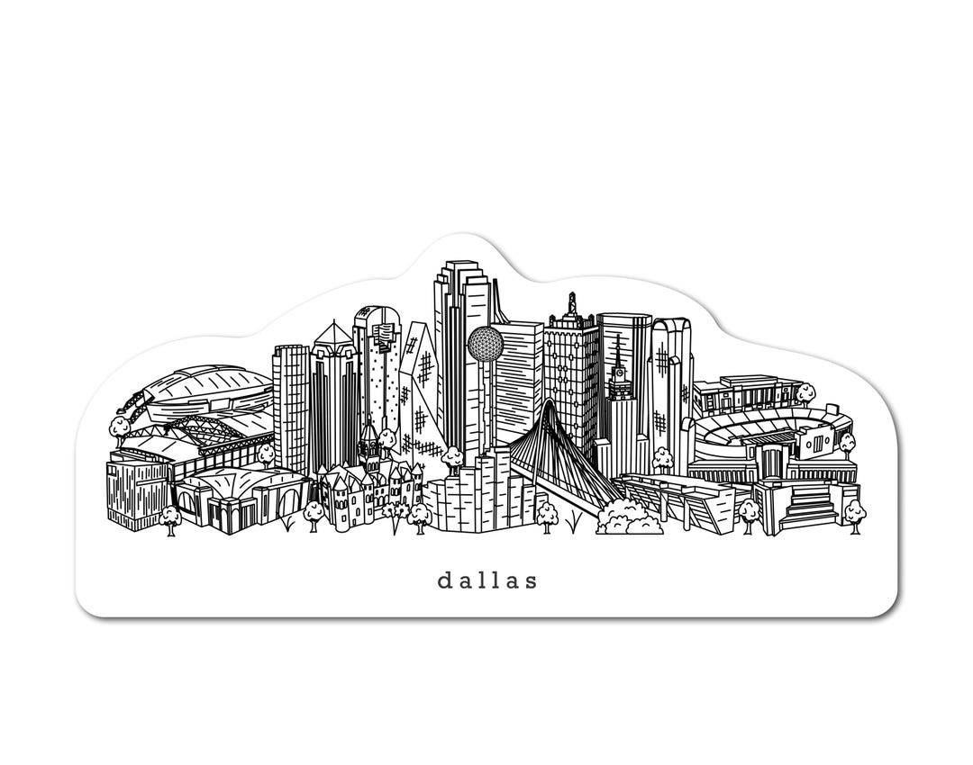 Small Dallas Sticker Dallas Texas Minimalist Skyline Waterproof Sticker - Etsy