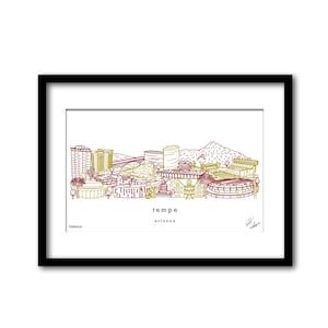 Tempe Arizona Skyline Artwork Graduation Gift Wall Decor