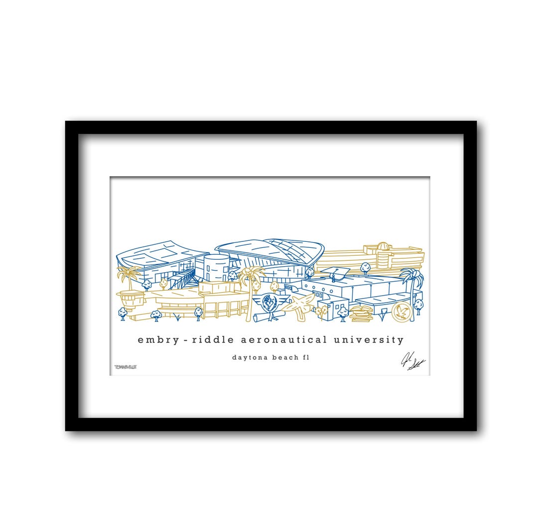 Emery Riddle Aeronautical University Campus Skyline Artwork Graduation ...