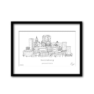 Harrisburg Pennsylvania Skyline Artwork Graduation Gift Wall Decor