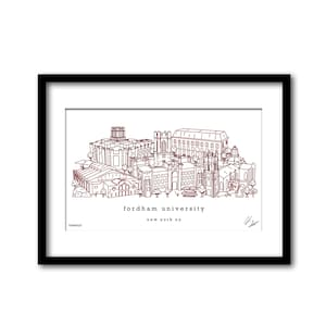 Fordham Universität College Skyline Kunstwerk Graduierung Geschenk Wanddekoration