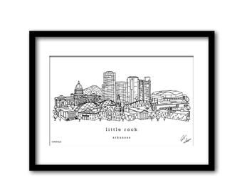 Little Rock Arkansas Skyline Kunstwerk Afstudeercadeau Muurdecoratie