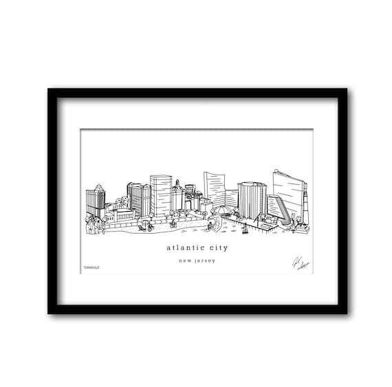 Atlantic City New Jersey Skyline Artwork Graduation Gift Wall