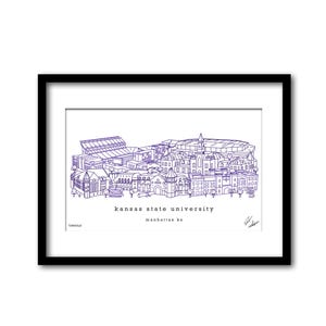 Obra de arte del horizonte del campus de la Universidad Estatal de Kansas, regalo de graduación, decoración de pared