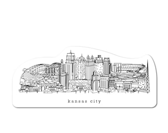 Kansas City Missouri Minimalist Skyline Waterproof Sticker