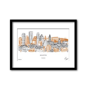Austin Texas Skyline Artwork Graduation Gift Wall Decor