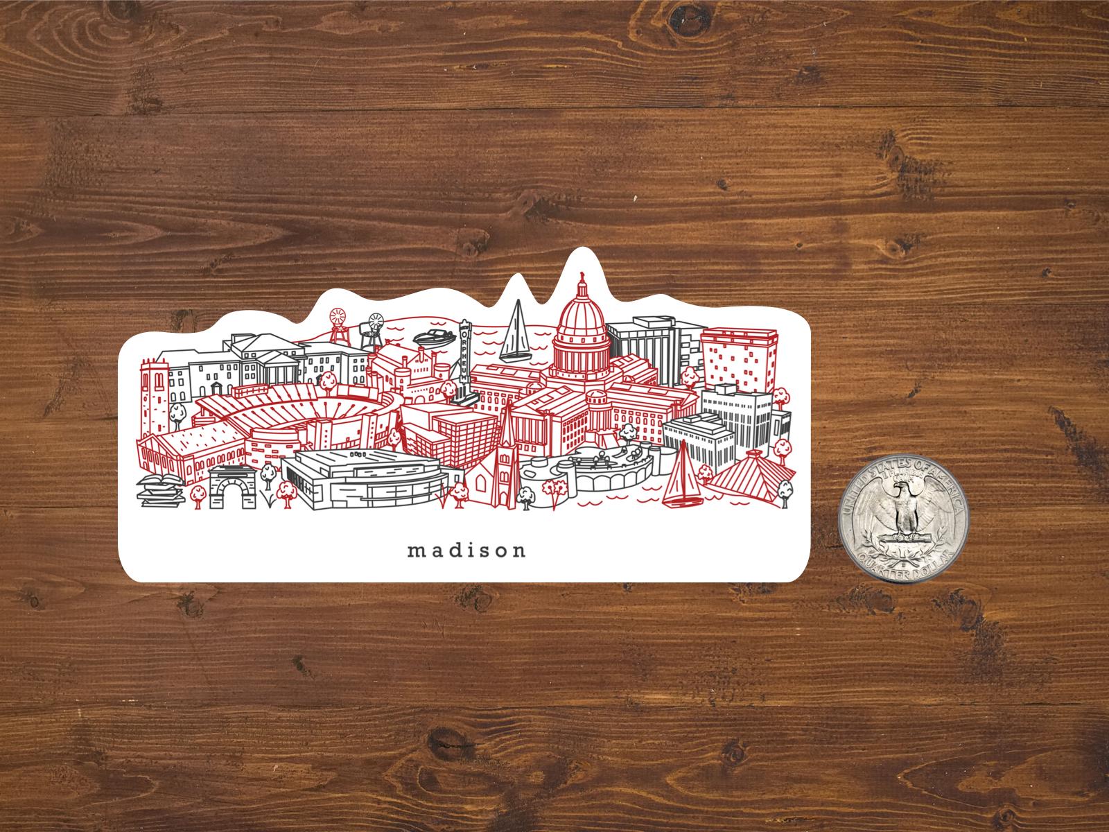 Wisconsin Madison Sticker Madison Wisconsin Minimalist Skyline Waterproof Sticker - Etsy