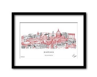 Madison Wisconsin Skyline Artwork Graduation Gift Wall Decor