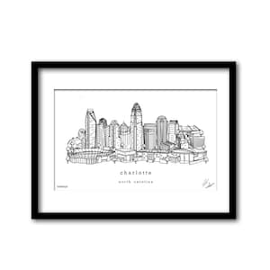 Charlotte North Carolina Skyline Artwork Graduation Gift Wall Decor