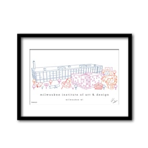Milwaukee Institute of Art and Design Campus Skyline Artwork Graduation Gift Wall Decor