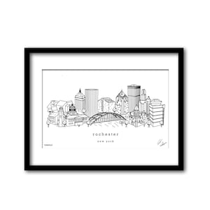 Rochester New York Skyline Artwork Graduation Gift Wall Decor