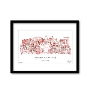 Cornell University Campus Skyline Artwork Graduation Gift Wall Decor