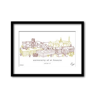 University of St Francis Campus Skyline Artwork Graduation Gift Wall Decor