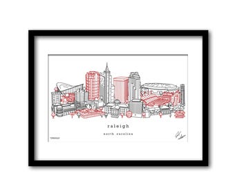 Raleger North Carolina Skyline Kunstwerk Abschlussgeschenk Wanddekoration