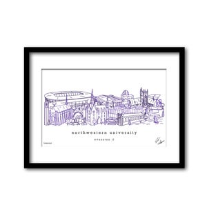 Northwestern Universitäts-Campus-Skyline Kunstwerk-Abschluss-Geschenk-Wand-Dekor