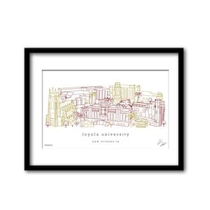 Loyola Universitäts-Campus-Skyline Kunstwerk-Abschluss-Geschenk-Wand-Dekor