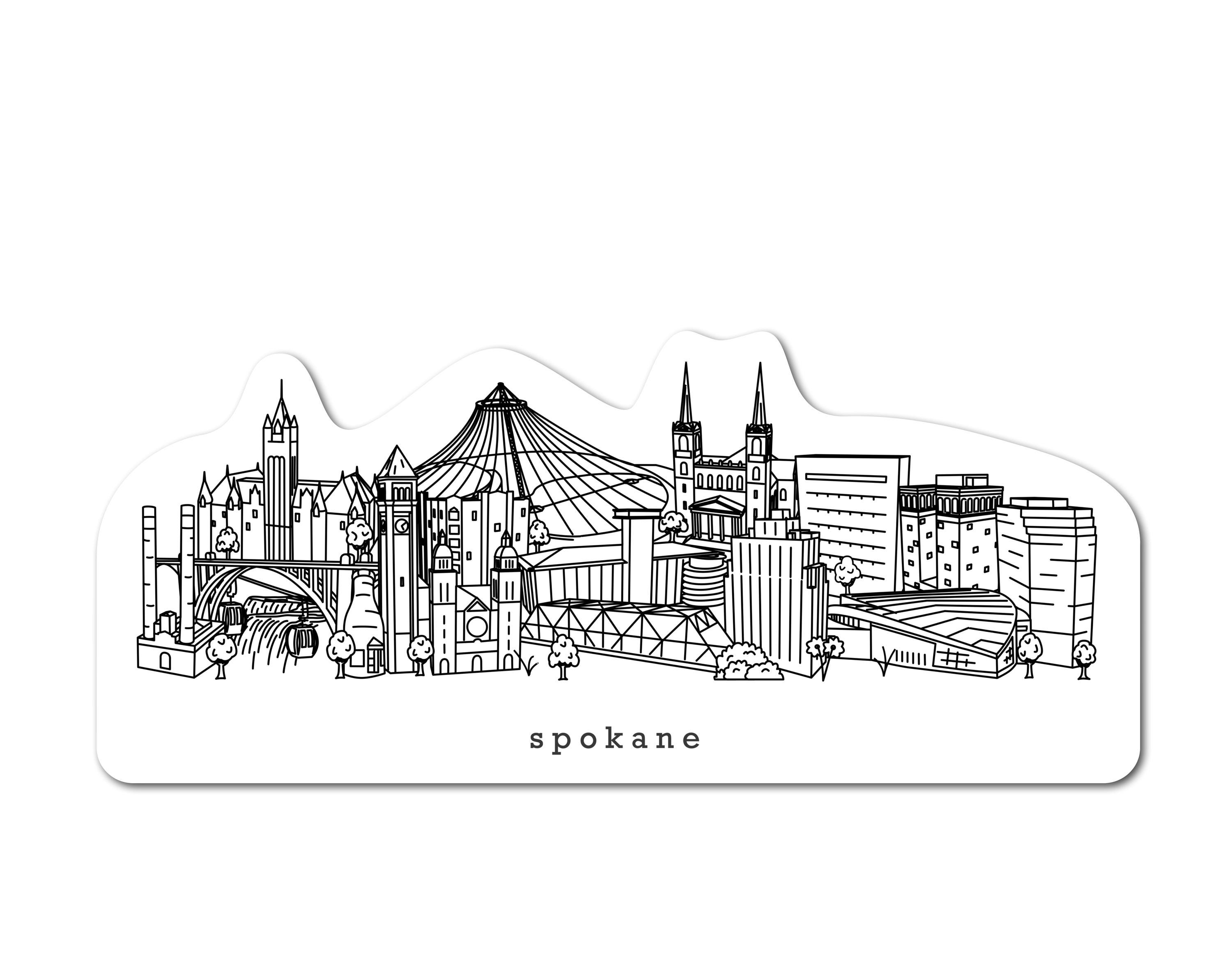 Spokane Wa Riverfront Skyline Graphic